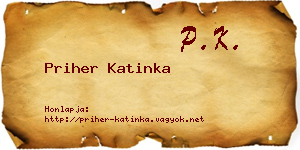 Priher Katinka névjegykártya